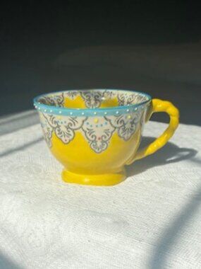 Yokohama Studio Yellow Hand Painted Coffee/Tea cup with handle